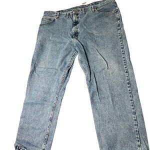 Wrangler Jeans Men 46 x 30 Grey Denim Cotton Light Wash Relaxed Fit Straight Leg